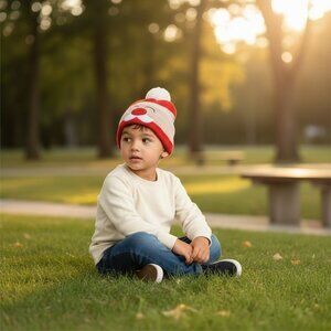 Santa Claus Winter Beanie Hat Red White Stocking Stuffer